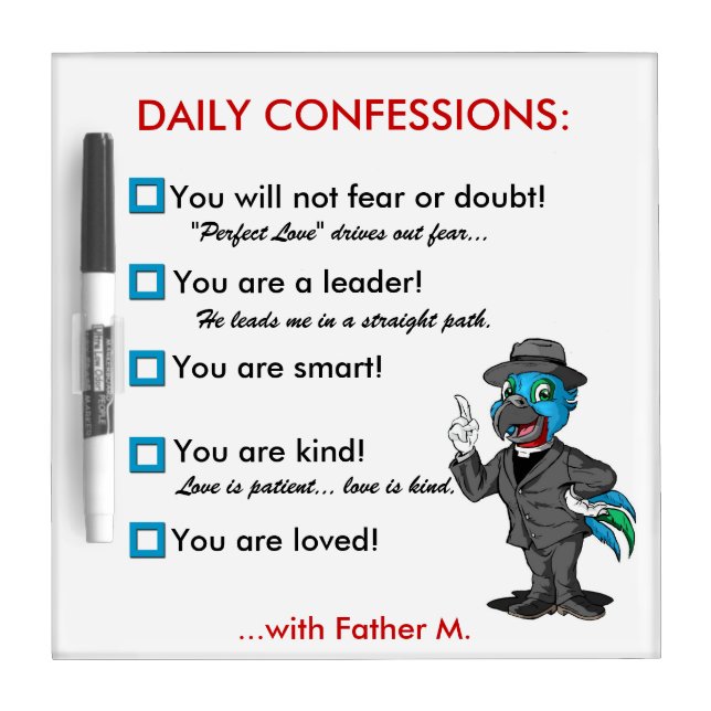 Dry Erase Board | Daily Confessions For Kids (Front)