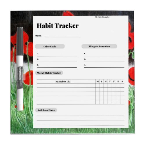Dry Erase Board Habit and Goal Tracker 