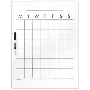 Dry Erase Board Monday Start Family Blank Calendar