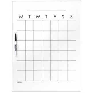 Dry Erase Board Monday Start Family Blank Calendar