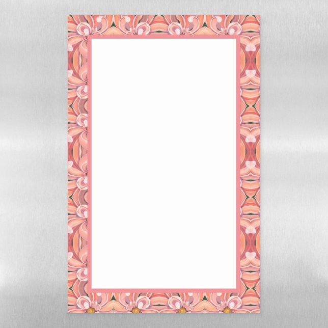 Dry Erase Board - Peach Dahlia Border (Vertical)