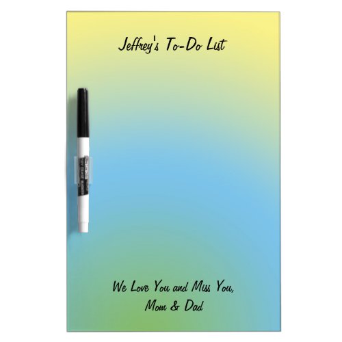 Dry Erase Board Personalize Pastel Blue Yellow Dry_Erase Board