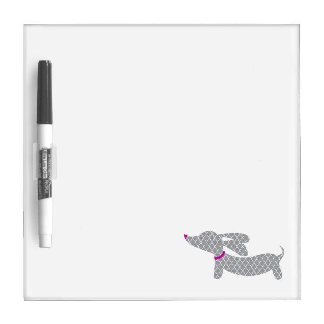 Dry Erase Board Template with grey dachshund (Front)