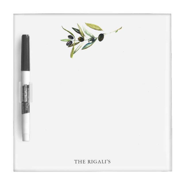 Dry Erase Board Watercolor Olive Branch (Front)