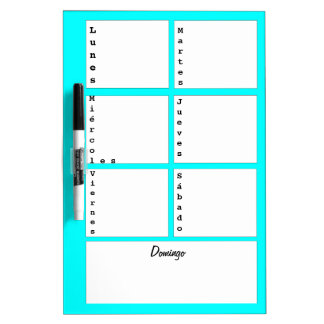 Dry Erase Board with days of the weeks in Spanish