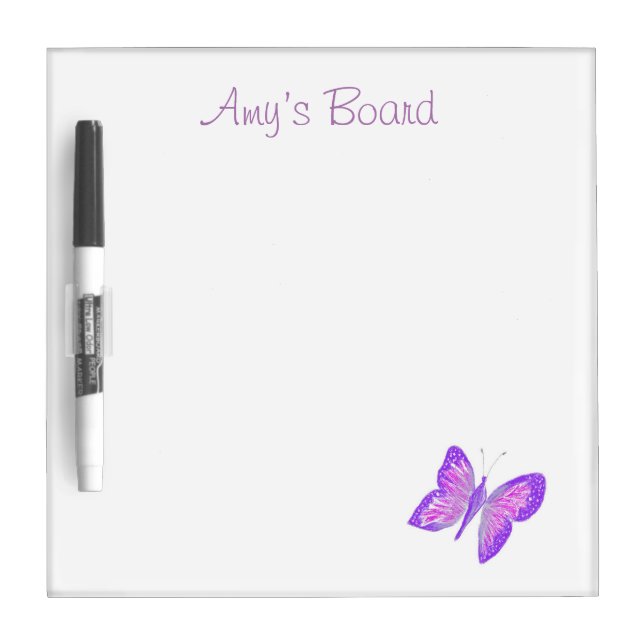 Dry-Erase Board With Pretty Pink&Purple Butterfly (Front)