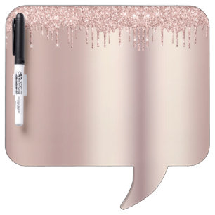 Dry Erase Board with Rose Gold Blush Glitter Drips
