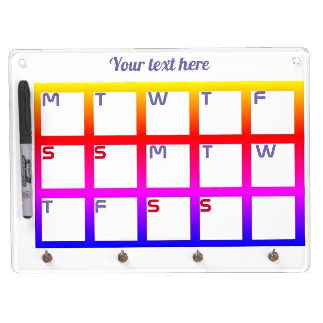 Dry Erase Board with Weekly Calendar (Front)