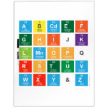 Abcdef
 ghijk
 lmnopq
 rstuv
 wxy&z  Dry Erase Boards