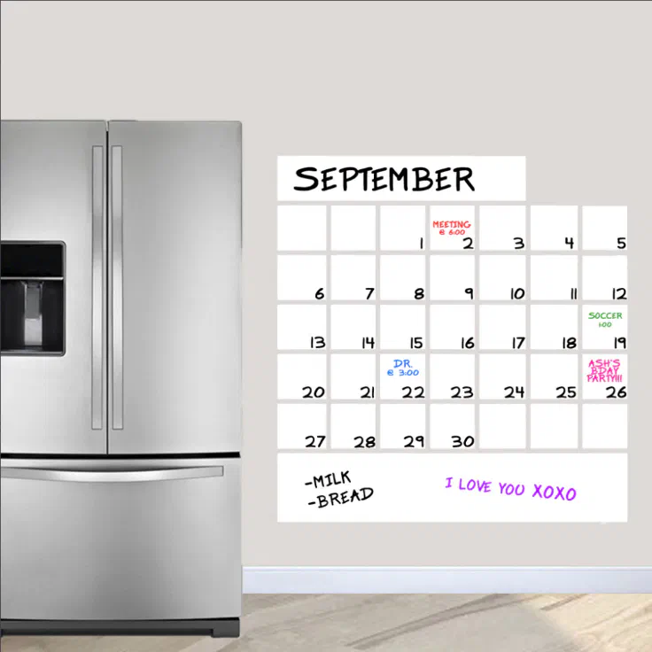 Dry Erase Calendar Wall Decal Zazzle
