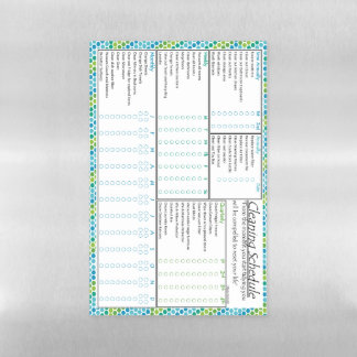 Dry Erase Cleaning Schedule : Blue and Green Magnetic Dry Erase Sheet