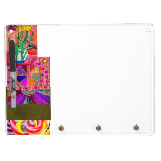 dry erase flowers board with keychain holder (Front)