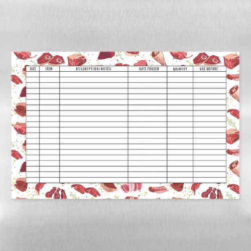 Dry Erase Freezer Inventory Fridge Magnet Sheet