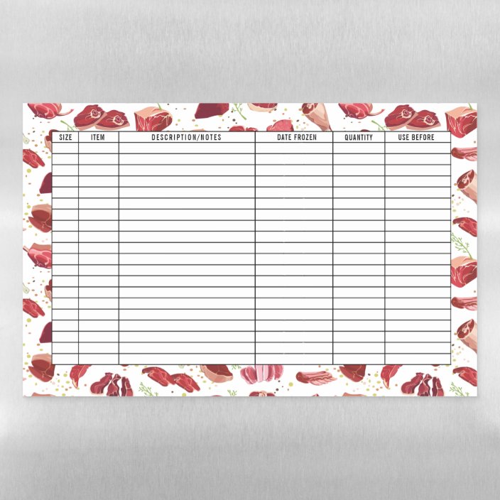 Dry Erase Freezer Inventory Fridge Sheet