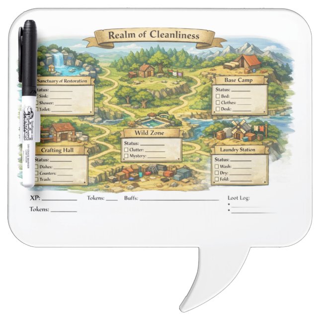 Dry Erase Gamification Cleaning System Board. Board (Front)