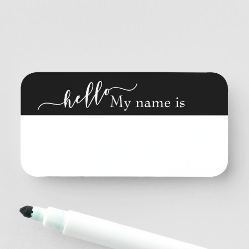 Dry Erase Hello Customizable Reusable Handwritten Name Tag