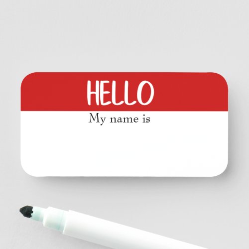 Dry Erase Hello Customizable Reusable Modern Name Tag