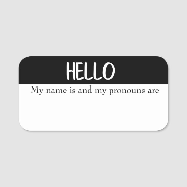 Dry Erase Hello Customizable Reusable Pronoun  Name Tag (Front)