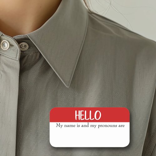 Dry Erase Hello Customizable Reusable Pronoun  Name Tag