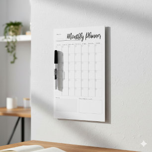Dry Erase Magnetic Monthly Planner Board