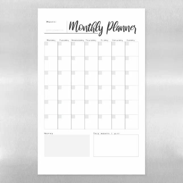 Dry Erase Magnetic Monthly Planner Magnetic Dry Erase Sheet | Zazzle