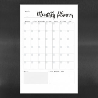 Dry Erase Magnetic Monthly Planner Sheet