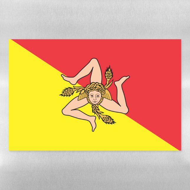 Dry Erase Magnetic Sheet flag of Sicily, Italy (Horizontal)