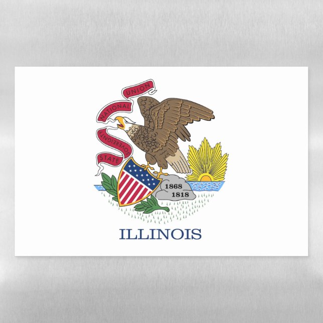 Dry Erase Magnetic Sheet with flag of Illinois (Horizontal)
