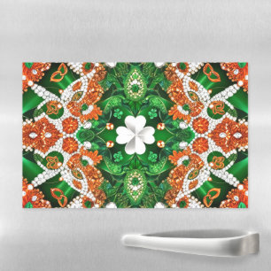 Dry Erase Magnetic Sheet with Irish Colors Clover
