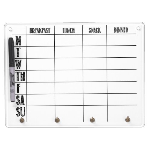 Dry_Erase Meal Chart Dry Erase Board With Keychain Holder