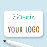 Dry Erase Name Tag with Logo Pin Back or Magnetic<br><div class="desc">Personalize this custom dry erase name tag with your own company logo. You can write the name on the tag with a dry erase marker (not included). Available with a safety pin or a magnetic fastener (do not use with pacemakers). The dry erase name tags are available in sizes 3...</div>