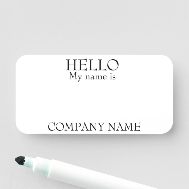 Dry Erase Reusable Customizable Hello My Name  Tag (In Situ)