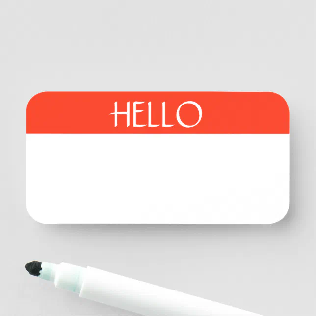 Dry Erase Reusable Customizable Hello Red Name Tag Zazzle