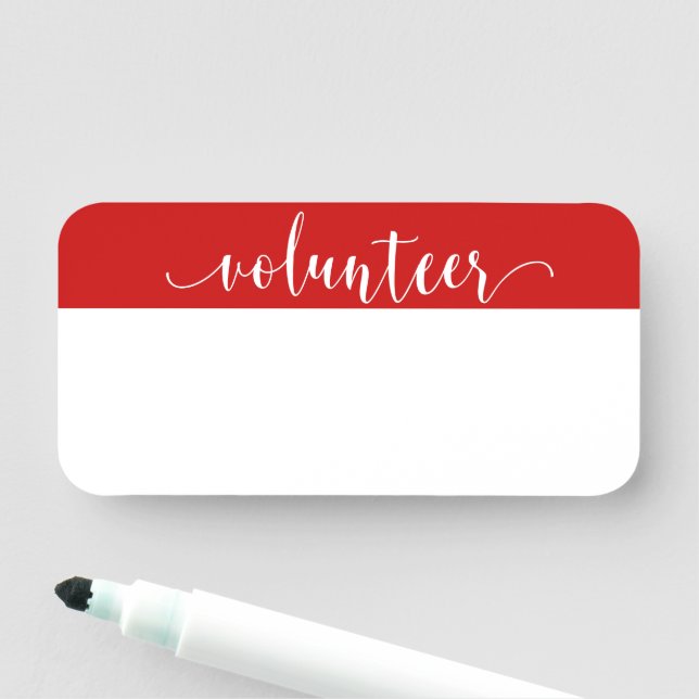 Dry Erase Volunteer Script Customizable Reusable Name Tag (In Situ)