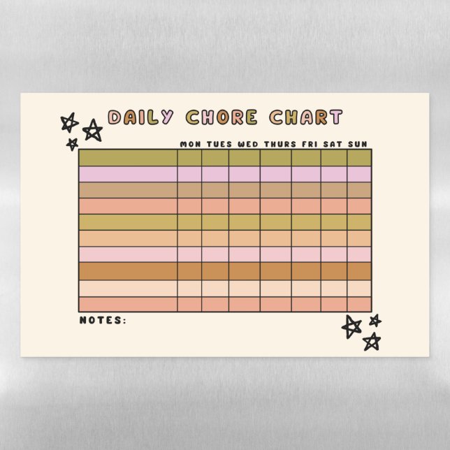 Dry Erase Weekly Chore Chart Magnetic Dry Erase Sheet (Horizontal)