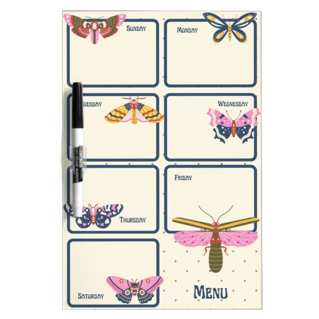 Dry Erase Weekly Menu Planner Board (Front)