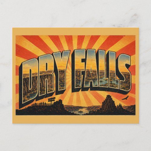 Dry Falls WA Basalt Cliff Scablands Art Postcard