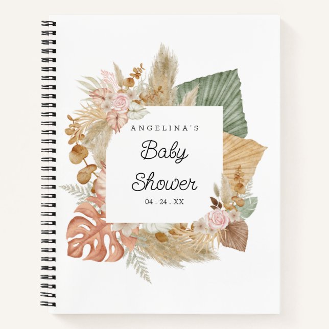 Dry Flowers Baby Shower Gift List Notebook (Front)