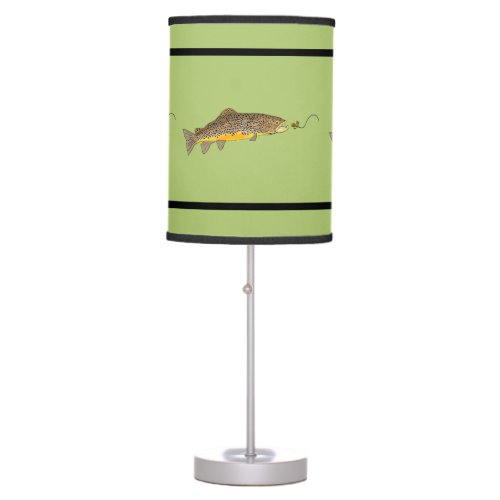 Dry Fly Fishing Brown Trout Table Lamp