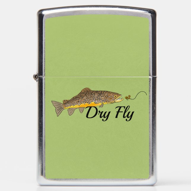 Dry Fly Fishing Brown Trout Zippo Lighter (Front)