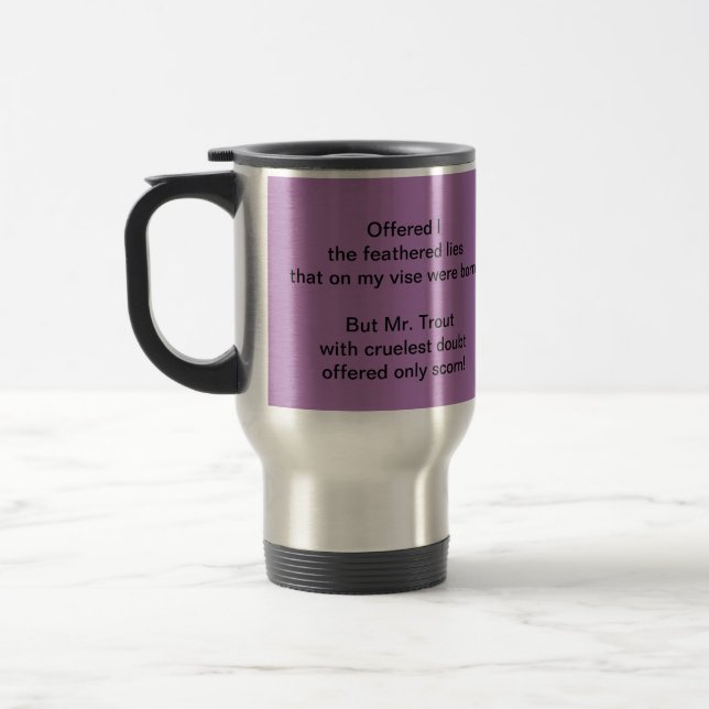 "Dry Fly Purple - Cruel Trout" Fly Fishing Mug (Left)