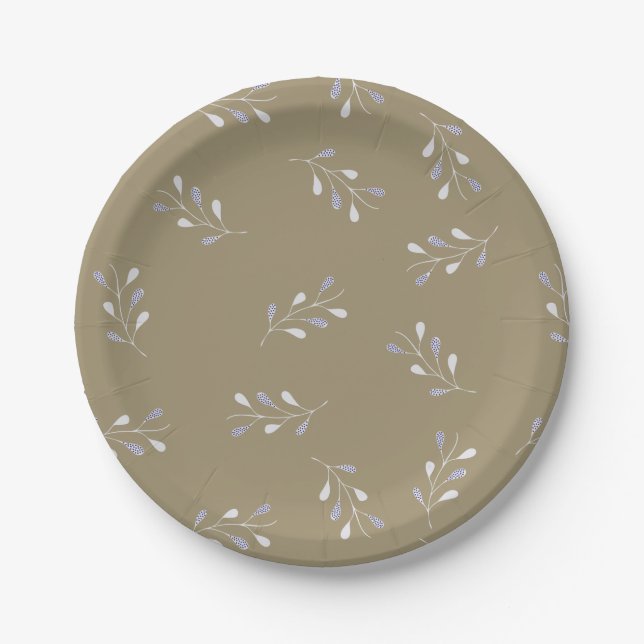 Dry green paper plate, with leaves. plates (Front)
