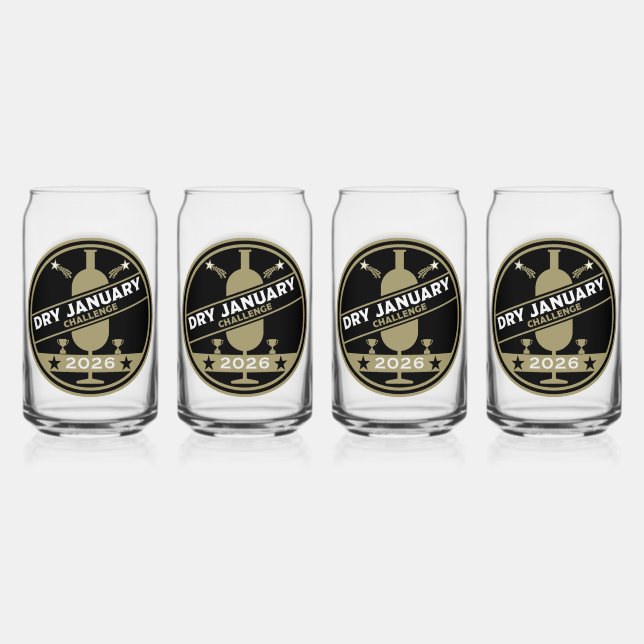 Dry January Challenge Encouragement Can Glass (Front)