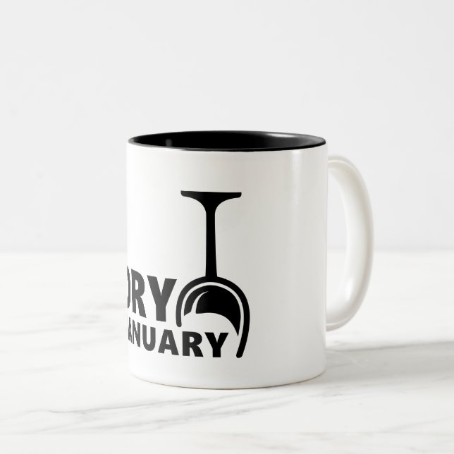 Dry January, one month from drinking alcohol Two-Tone Coffee Mug (Front Right)