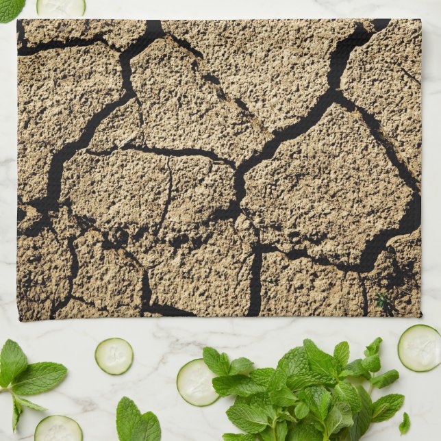 Dry land with cracked earth in drought towel (Folded)