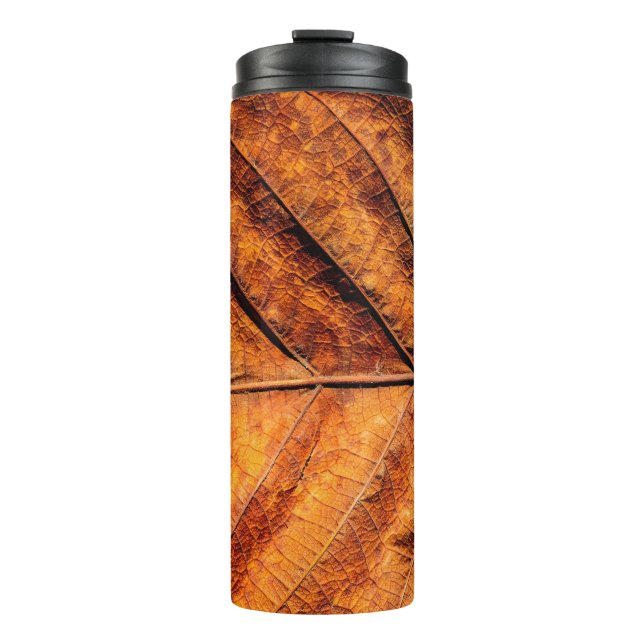 Dry leaf texture background thermal tumbler (Front)