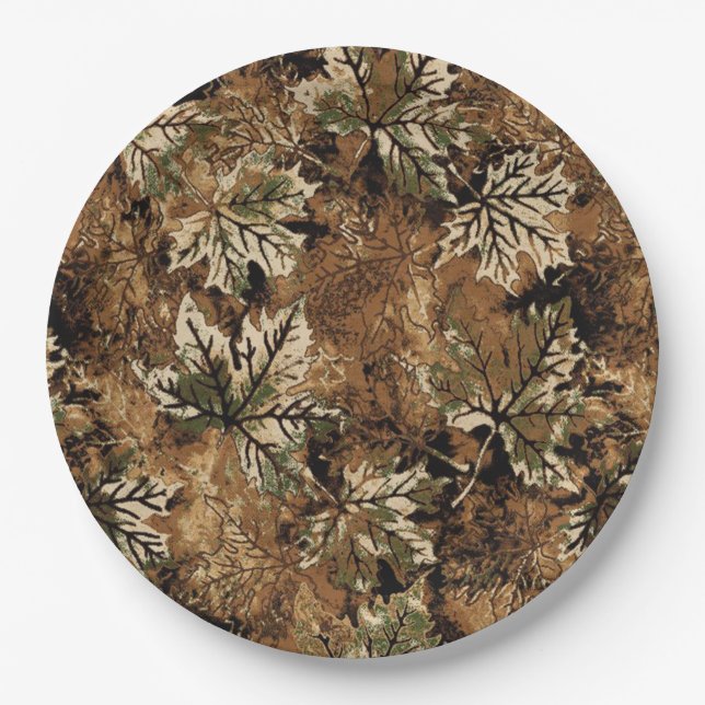 Dry Leaves Camo for Hunters Paper Plates (Front)