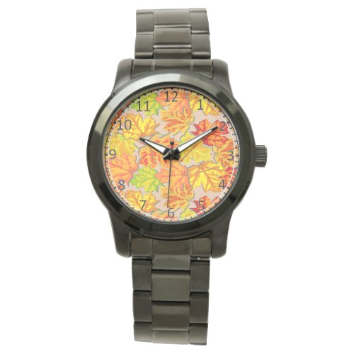 Dry leaves patterned watch