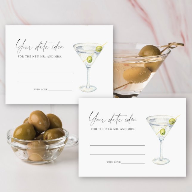 Dry Martini Bridal shower Ideas Date jar Enclosure Card (Creator Uploaded)