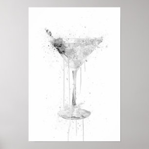 Dry Martini Cocktail Wall Art Print (Grey Edition)